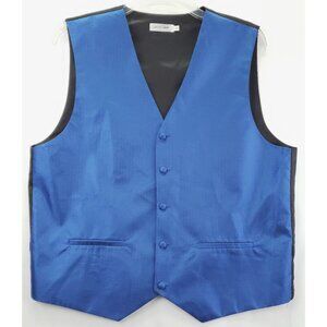Pierre Cardin Vest Waistcoat Mens XL Blue Black Textured Fabric Button